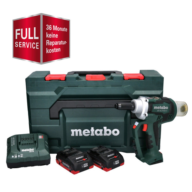 3 years FREE Full Service All-round Protection Metabo NP 18 LTX BL 5.0 Cordless Blind Rivet Gun 10 kN 18V brushless + 2x LiHD Batteries 4.0 Ah + Charger + MetaBOX Case