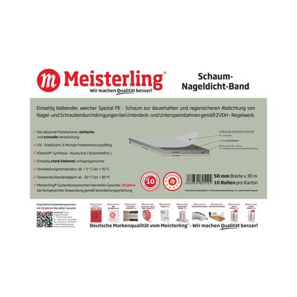 Meisterling Schaum Nageldicht Band 3 mm x 50 mm x 30 m ( 006040000050 )