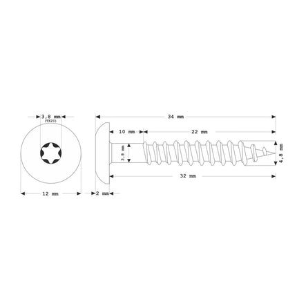 Meisterling Fassadenschrauben 4,8x32 mm 100 Stück ( 010020000121 ) 12 mm Flachkopf hellgrau mit Torx Teilgewinde V2A Edelstahl