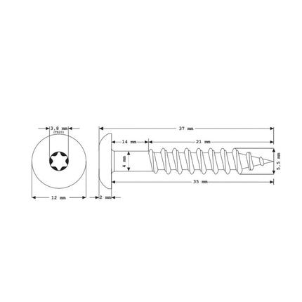 Meisterling Vite per facciate 5,5x35 mm, 100 pz. ( 010030000161 ) - Testa piatta da 12mm, blu genziana, filettatura parziale Torx, in acciaio inossidabile V4A