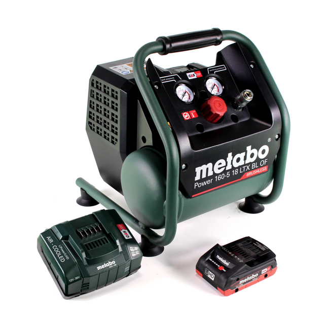 Metabo Power 160-5 18 LTX BL OF Compresor sin cable 18 V 8,0 bar sin escobillas + 1x batería LiHD 4,0 Ah + cargador