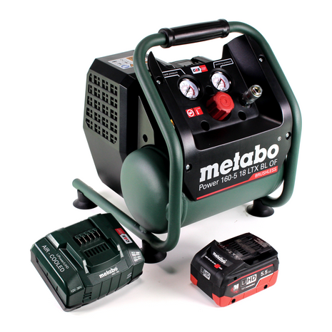 Kompresor akumulatorowy Metabo Power 160-5 18 LTX BL OF 18 V 8,0 bar bezszczotkowy + 1x akumulator LiHD 5,5 Ah + ładowarka