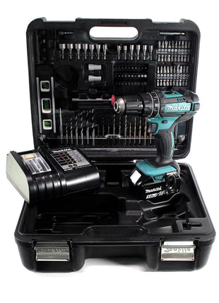 Makita DHP 482 STTK perceuse à percussion sans fil 18 V 62 Nm + 1 batterie 5,0 Ah + chargeur + jeu d'accessoires 101 pièces + mallette