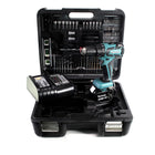 Makita DHP 459 STTK Akku Schlagbohrschrauber 18 V 45 Nm Brushless + 1x Akku 5,0 Ah + Ladegerät + 101 tlg. Zubehörset + Koffer