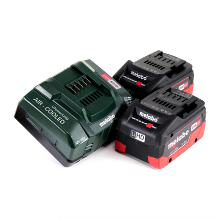 Metabo BF 18 LTX 90 lima de banda de batería 18 V 90 mm + 2x batería LiHD 5,0 Ah + cargador