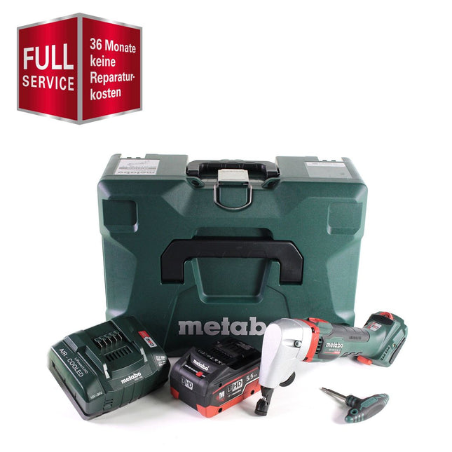 GRATIS 3 años de servicio completo protección integral Roedor de batería Metabo NIV 18 LTX BL 1.6 Roedor sin escobillas de 18 V + 1x batería LiHD 5,5 Ah + cargador + MetaLoc