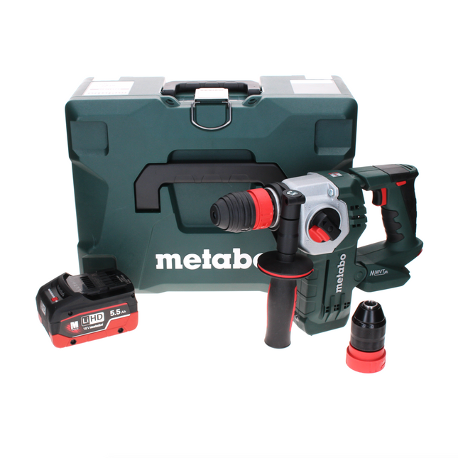 Metabo KHA 18 LTX BL 24 Martillo combinado a batería Quick 18 V 2,2 J SDS-plus sin escobillas + 1x batería LiHD 5,5 Ah + MetaLoc - sin cargador