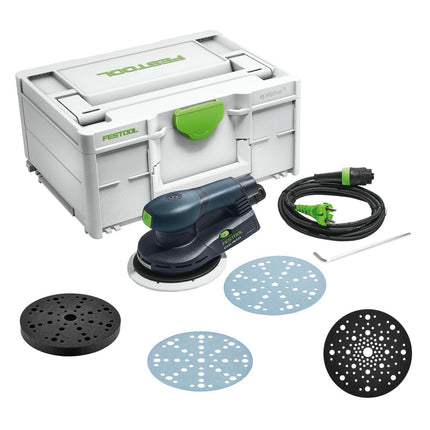 Festool ETS EC 150/5 EQ-Plus Exzenterschleifer 400 W 150 mm Brushless + 250x Schleifscheibe + 2x Protection Pad + Interface Pad + systainer - Toolbrothers