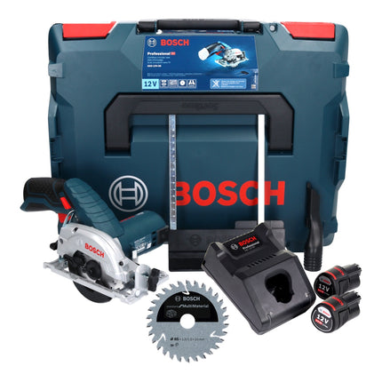 Sierra circular inalámbrica Bosch GKS 12V-26 Professional 12 V 85 mm + 2x baterías 3,0 Ah + cargador + hoja de sierra + L-Boxx