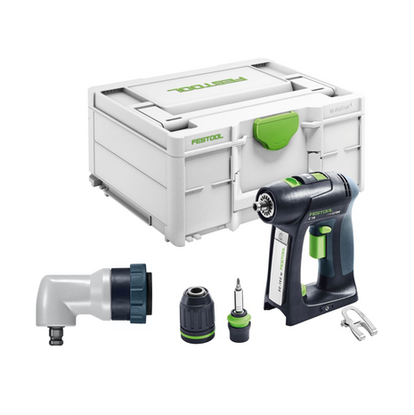 Festool C 18 Basic taladro atornillador a batería 18 V 45 Nm Brushless Solo + systainer (576434) + accesorio angular DD-AS - sin batería, sin cargador (sucesor de 574737)