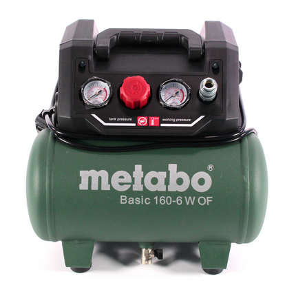 Compresor Metabo Basic 160-6 W OF 900 W 8 bar + manguera espiral Prebena + pistola de soplado + inflador de neumáticos