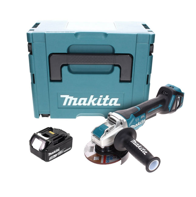 Makita DGA 519 F1J Amoladora angular sin cable 18 V 125 mm Brushless X-Lock + 1x batería recargable 3,0 Ah + Makpac - sin cargador