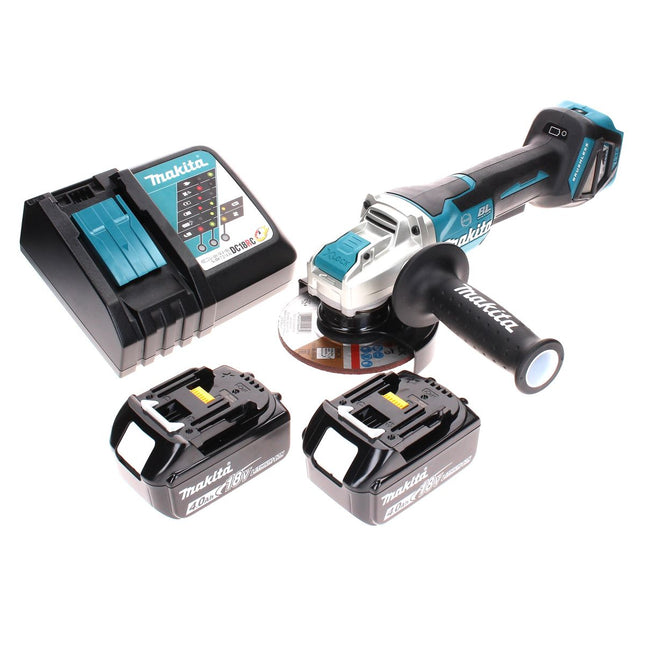 Amoladora angular sin cable Makita DGA 519 RM 18 V 125 mm Brushless X-Lock + 2x batería 4.0 Ah + cargador