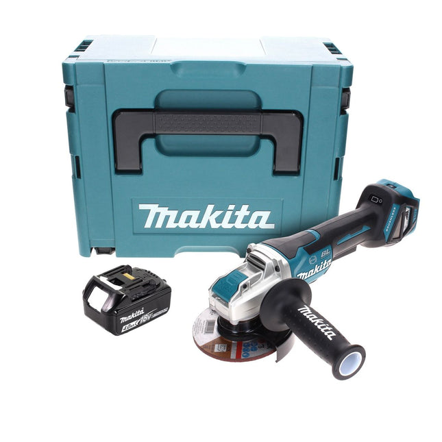 Makita DGA 519 M1J Amoladora angular sin cable 18 V 125 mm Brushless X-Lock + 1x batería recargable 4,0 Ah + Makpac - sin cargador