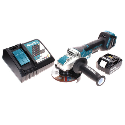 Amoladora angular sin cable Makita DGA 519 RT1 18 V 125 mm Brushless X-Lock + 1x batería recargable 5,0 Ah + cargador