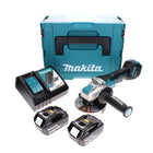 Amoladora angular sin cable Makita DGA 519 RTJ 18 V 125 mm Brushless X-Lock + 2x batería recargable 5,0 Ah + cargador + Makpac