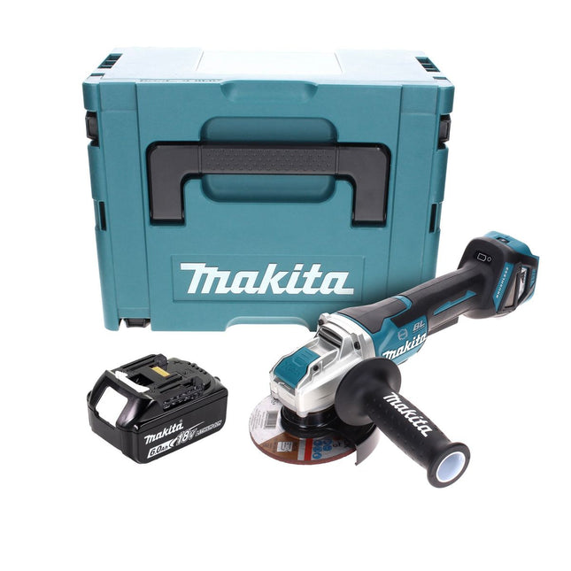 Makita DGA 519 G1J Amoladora angular sin cable 18 V 125 mm Brushless X-Lock + 1x batería recargable 6,0 Ah + Makpac - sin cargador
