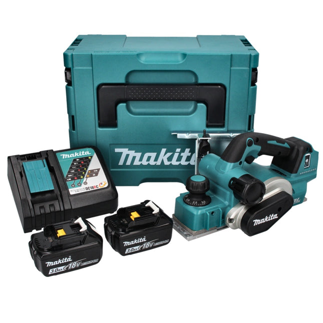 Makita DKP181RFJ Cordless Planer 82mm 18V Brushless + 2x Batteries 3.0 Ah + Charger + Makpac Case