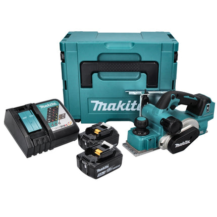 Pialla a batteria Makita DKP 181 RTJ 82 mm 18 V brushless + 2x batteria ricaricabile 5,0 Ah + caricabatterie + Makpac