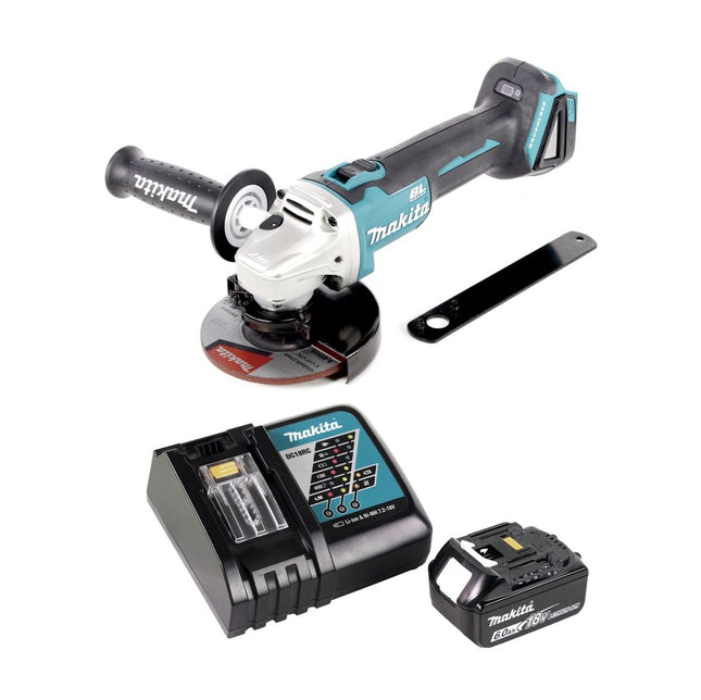 Amoladora angular sin cable Makita DGA 506 RG1 18 V 125 mm sin escobillas + 1x batería recargable 6,0 Ah + cargador