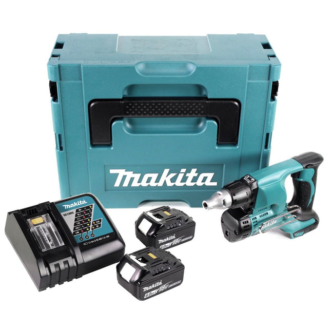 Makita DFS 450 RGJ Akku Schnellbauschrauber Trockenbauschrauber 18 V + 2x Akku 6,0 Ah + Ladegerät + Makpac