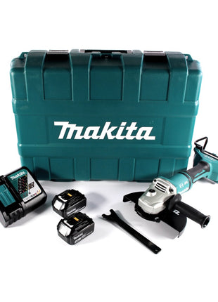 Amoladora angular a batería Makita DGA 900 RFK 36 V (2x 18 V) 230 mm sin escobillas 2x batería 3,0 Ah + cargador + estuche