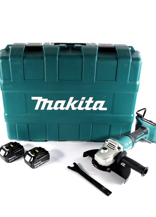 Amoladora angular a batería Makita DGA 900 MK 36 V (2x 18 V) 230 mm sin escobillas + 2x batería 4,0 Ah + maletín - sin cargador