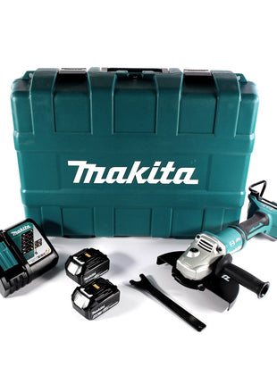 Makita DGA 900 RMK Akku Winkelschleifer 36 V ( 2x 18 V ) 230 mm Brushless + 2x Akku 4,0 Ah + Ladegerät + Koffer