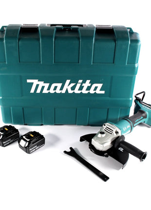 Amoladora angular a batería Makita DGA 900 GK 36 V (2x 18 V) 230 mm sin escobillas + 2x batería 6,0 Ah + maletín - sin cargador