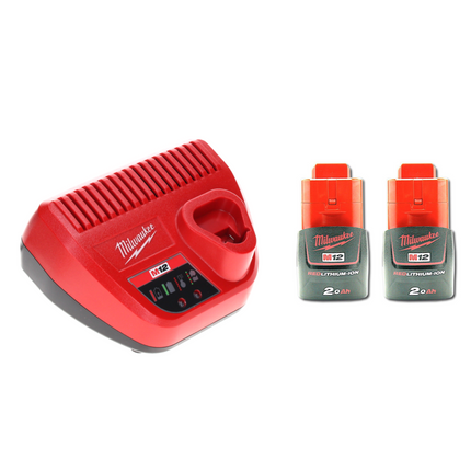 Milwaukee Akku Starter Set 12 V mit 2x Akku 2,0 Ah + M12 C12C Ladegerät - Toolbrothers