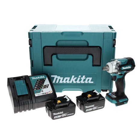 Makita DTW 300 RTJ cordless impact wrench 18 V 330 Nm 1/2" brushless + 2x rechargeable battery 5.0 Ah + charger + Makpac