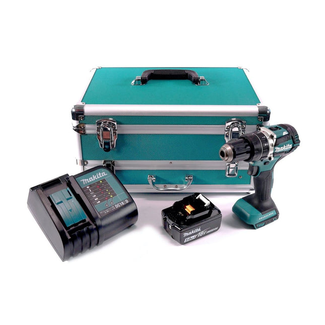 Makita DHP 484 ST1TX Trapano avvitatore con percussione a batteria 18V 54Nm + 1x Batteria 5,0 Ah + Caricabatterie + Set 70 punte + Valigetta in alluminio TX