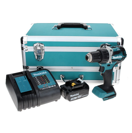 Makita DDF 484 SF1TX taladro atornillador inalámbrico 18 V 54 Nm sin escobillas + 1x batería 3,0 Ah + cargador + juego de brocas de 70 piezas + maletín de aluminio TX