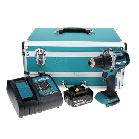 Makita DDF 484 SM1TX Perceuse-visseuse sans fil 18 V 54 Nm Brushless + 1x Batterie rechargeable 4.0 Ah + Chargeur + Jeu de mèches - 70 pièces + Coffret aluminium TX