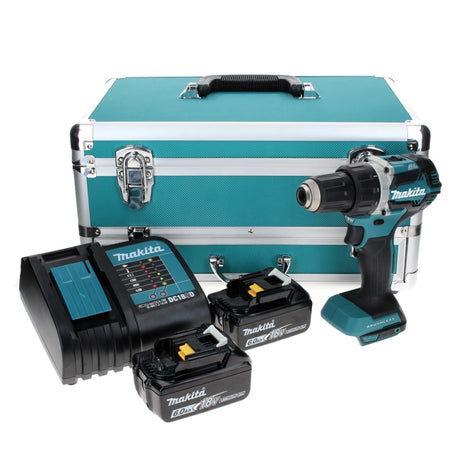 Makita DDF 484 SGTX Perceuse-visseuse sans fil 18 V 54 Nm Brushless + 2x Batteries rechargeables 6,0 Ah + Chargeur + Jeu de 70 mèches + Mallette en aluminium TX