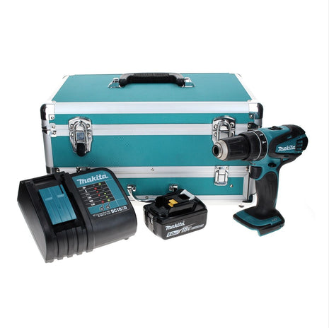 Makita DHP 456 ST1TX Trapano avvitatore con percussione a batteria 18 V 50 Nm + 1x Batteria 5,0 Ah + Caricabatterie + Set di 70 punte + Valigetta in alluminio TX