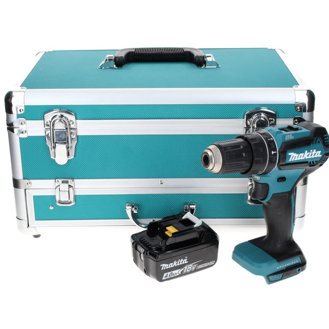 Makita DHP 485 M1TX Trapano avvitatore con percussione a batteria 18V 50Nm + 1x Batteria 4,0 Ah + Set 70 punte + Valigetta in alluminio TX - senza caricabatterie
