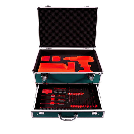 Makita DHP 485 M1TX Trapano avvitatore con percussione a batteria 18V 50Nm + 1x Batteria 4,0 Ah + Set 70 punte + Valigetta in alluminio TX - senza caricabatterie