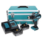 Makita DHP 485 SMTX Perceuse à percussion sans fil 18 V 50 Nm Brushless + 2x Batteries 4.0 Ah + Chargeur + 70 pcs. Jeu d’embouts et de forets + coffret aluminium TX