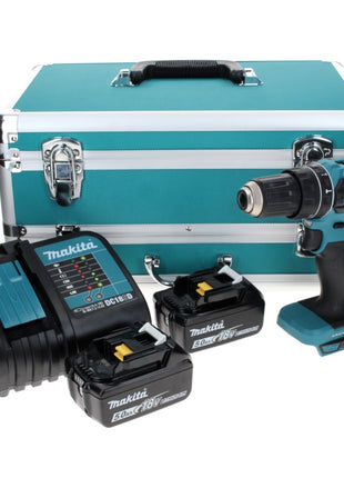 Makita DHP 485 STTX Trapano avvitatore con percussione a batteria 18V 50Nm + 2x Batterie 5,0 Ah + Caricabatterie + Set 70 punte + Valigetta in alluminio TX