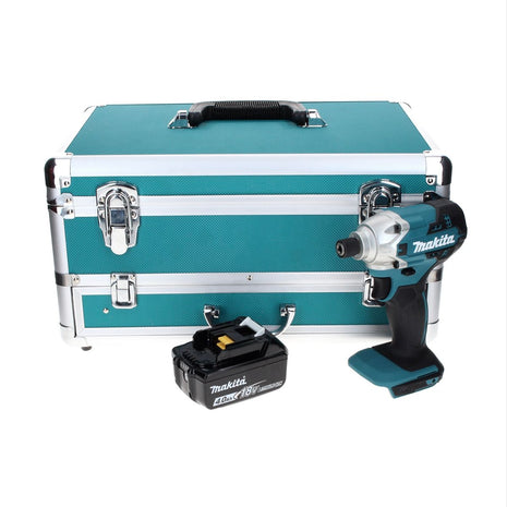 Makita DTD 156 M1TX Clé à chocs sans fil 18 V 155 Nm + 1x batterie 4,0 Ah + jeu de 70 forets + coffret en aluminium TX - sans chargeur