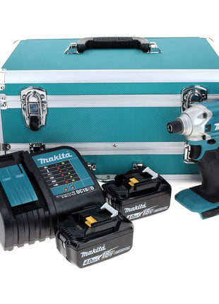 Makita DTD 156 SMTX Clé à chocs sans fil 18 V 155 Nm + 2 batteries 4,0 Ah + chargeur + jeu de 70 forets + mallette en aluminium TX