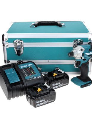 Makita DTD 156 SGTX clé à chocs sans fil 18 V 155 Nm + 2 batteries 6,0 Ah + chargeur + jeu de 70 forets + mallette en aluminium TX