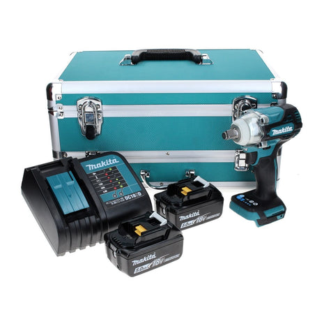 Makita DTW 300 STTX Akku Schlagschrauber 18 V 330 Nm 1/2" Brushless + 2x Akku 5,0 Ah + Ladegerät + 70 tlg. Bit Bohrer Set + TX Alu Koffer