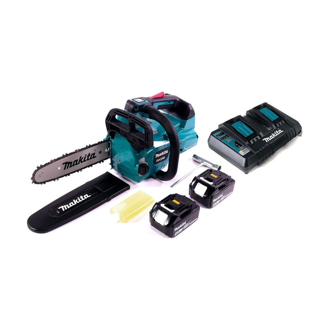 Makita DUC 256 PM Akumulatorowa pilarka łańcuchowa 36 V ( 2x 18 V ) Bezszczotkowa 25 cm + 2x akumulator 4,0 Ah + podwójna ładowarka
