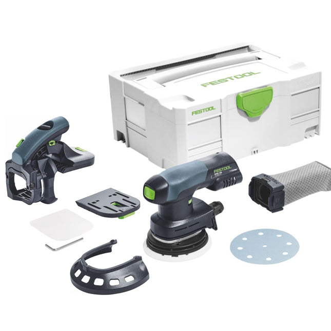 Festool ETSC 125 Li-Basic Akku Exzenterschleifer 18 V 125 mm Brushless + AH-ES-ETS/ETSC Ansetzhilfe 43 - 92° Winkel + Systainer - ohne Akku, ohne Ladegerät - Toolbrothers