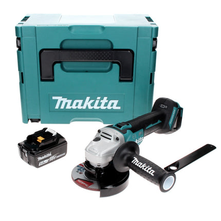 Amoladora angular sin cable Makita DGA 506 T1J 18 V 125 mm sin escobillas + 1x batería recargable 5,0 Ah + Makpac - sin cargador