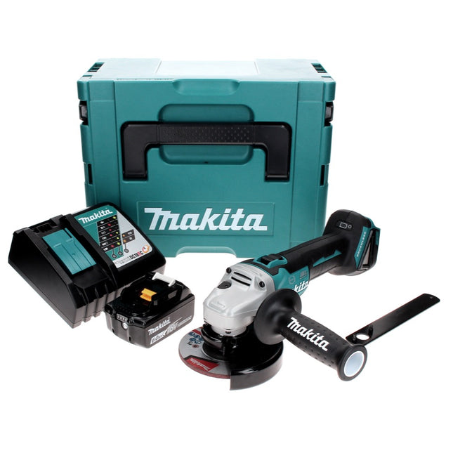 Makita DGA 506 RG1J Akku Winkelschleifer 18 V 125 mm Brushless + 1x Akku 6,0 Ah + Ladegerät + Makpac