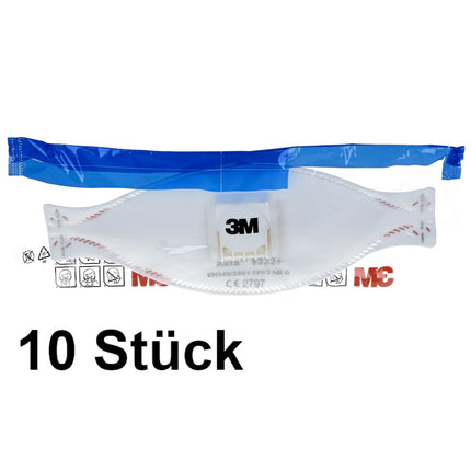 3M FFP3 Aura 9332+ Masque respiratoire avec valve - 10 pièces EN149: 2001 FFP3 NR D