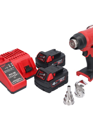 Milwaukee M18 BHG-402 akumulatorowy pistolet na gorące powietrze 18 V 470 °C + 2x akumulator 4,0 Ah + ładowarka